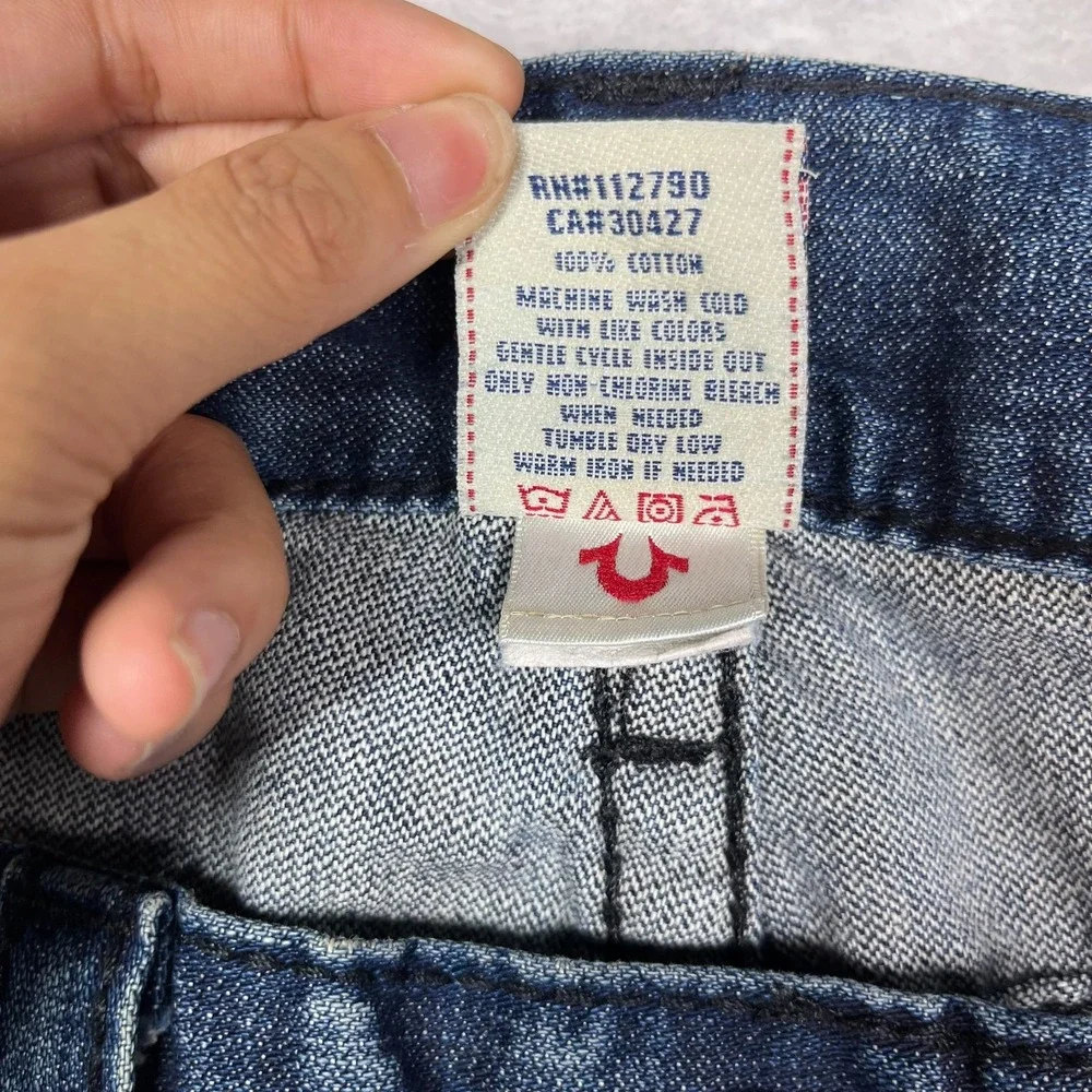 True Religion Rainbow‎ Billy Jeans Women's Blue Denim Cropped USA Made - 39X25